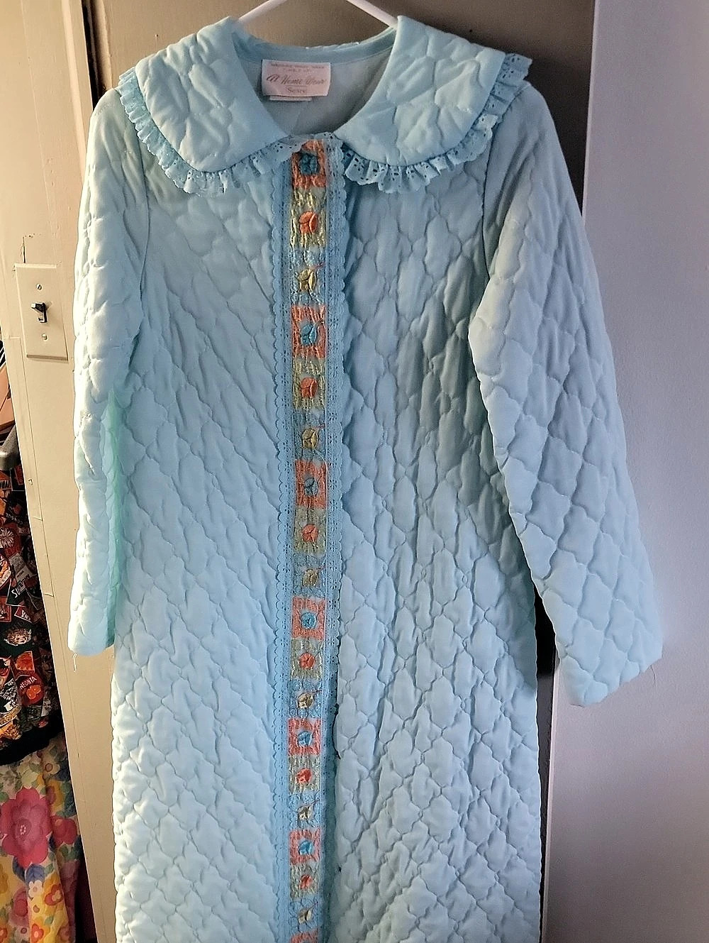 Vintage Sears At Home Wear Quilted Blue Robe